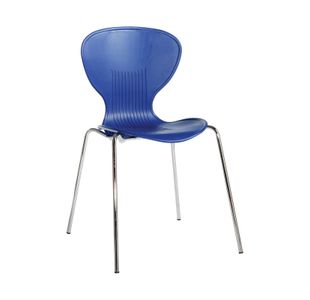 Sienna one piece shell chair with chrome legs (pack of 4) - blue