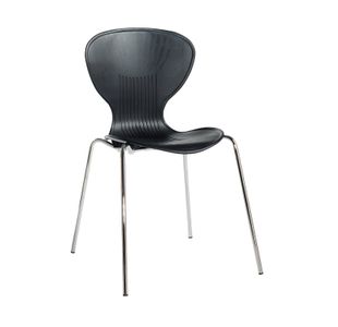 Sienna one piece shell chair with chrome legs (pack of 4) - black