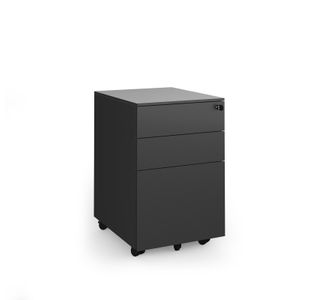 Steel 3 drawer wide mobile pedestal - black
