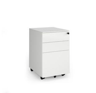 Steel 3 drawer wide mobile pedestal - white