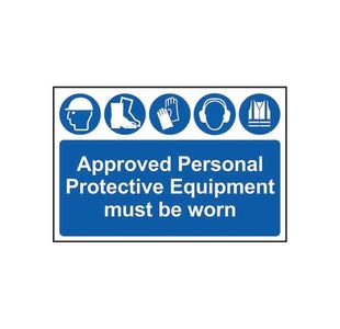 Spectrum Safety Sign Approved Personal Protective Equipment Must Be Worn PVC 600x400mm 4020