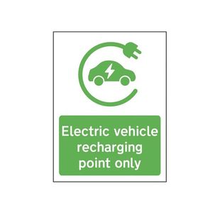 Spectrum Safety Sign Electric Vehicle Recharging Point Only PVC 300x400mm 14985