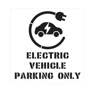 Spectrum Electric Vehicle Parking Only with Floor Symbol Stencil 1000x1000mm 9701-1000