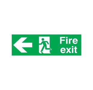 Safety Sign Fire Exit Running Man Arrow Left 150x450mm PVC FX04311R
