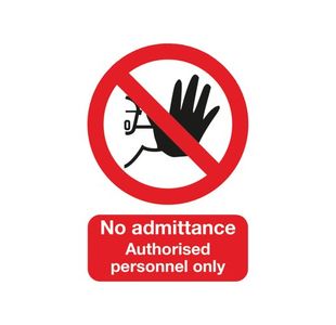 Safety Sign No Admittance Authorised Personnel Only A5 PVC ML01551R