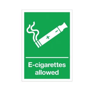 Signs and Labels E-Cigarettes Allowed Sign Rigid Plastic 210x148mm EL002A5RP