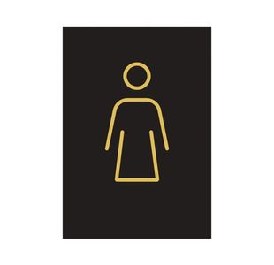 Female Toilet Sign Rigid Plastic 105x150mm Black/Gold Y6698802