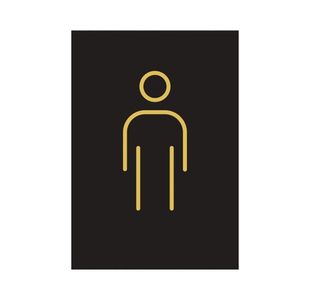 Male Toilet Sign Rigid Plastic 105x150mm Black/Gold Y6698803