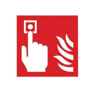 Safety Sign Fire Alarm 100x100mm Self-Adhesive (Pack of 5) KF68B/S