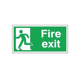 Safety Sign Fire Exit Running Man Left 150x300mm Self-Adhesive E96A/S