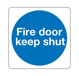 Safety Sign Fire Door Keep Shut 100x100mm Self-Adhesive (Pack of 5) KM14AS