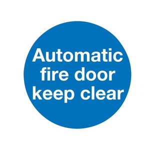 Safety Sign Automatic Fire Door 100x100mm Self-Adhesive (Pack of 5) KM73AS