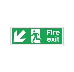 Safety Sign Fire Exit Running Man Arrow Down/Left Self-Adhesive 150x450mm E97S/S