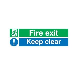 Safety Sign Fire Exit Keep Clear 150x450mm PVC EC08S/R