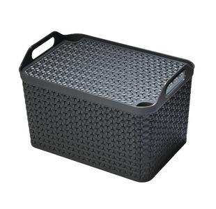 Strata Large Urban Store Basket with Lid 24L Charcoal Grey XW124-CHA-VW