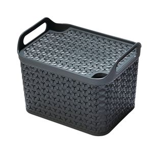 Strata Medium Urban Store Basket with Lid 14L Charcoal Grey XW123-CHA-VW