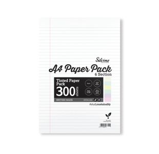 Silvine Tinted Paper SEN/Dyslexia 300 Sheets 6 Colours Ruled A4 (Pack of 5) TINA4MIXFM