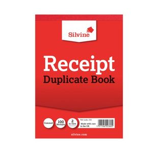 Silvine Duplicate Receipt Book 105x148mm Gummed (12 Pack) 230