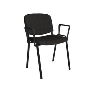 Taurus meeting room stackable chair with black frame and fixed arms - charcoal