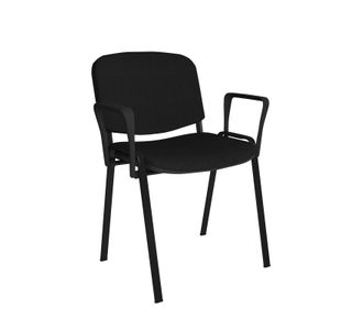 Taurus meeting room stackable chair with black frame and fixed arms - black