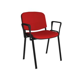 Taurus meeting room stackable chair with black frame and fixed arms - red