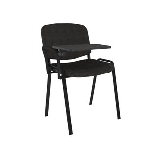 Taurus meeting room chair with black frame and writing tablet - charcoal