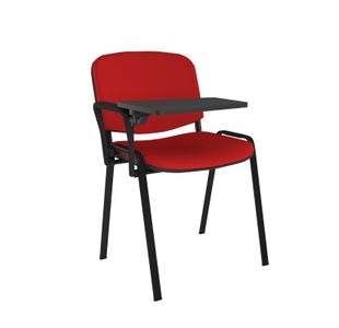 Taurus meeting room chair with black frame and writing tablet - red