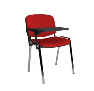 Taurus meeting room chair with chrome frame and writing tablet - red