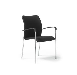 Tori upholstered seat and back, chrome frame stacking chair, arms