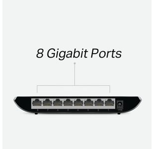 TP-Link 8-Port Gigabit Desktop Network Switch 8 10/100/1000Mbps V10 RJ45 Ports TL-SG1008D