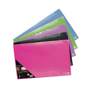 Stewart A4 Popper Wallet Landscape Assorted (5 Pack) PPLSA4-AST