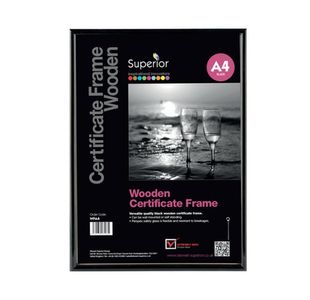 Stewart Superior Wooden Certificate Frame A4 Black WPA4