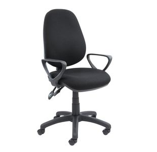 Vantage 100 2 lever PCB operators chair with fixed arms - black