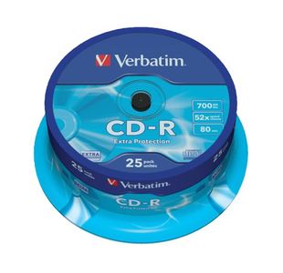 Verbatim CD-R Datalife Non-AZO 80minutes 700MB 52X Non-Printable Spindle (25 Pack) 43432