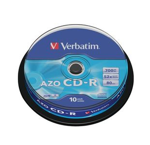 Verbatim CD-R Datalife Non-AZO 80minutes 700MB 52X Non-Printable Spindle (10 Pack) 43437