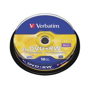 Verbatim DVD+RW Non-Printable 4x 4.7GB (Pack of 10) 43488