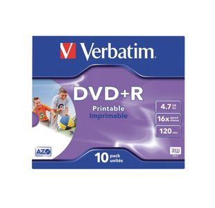 Verbatim DVD+R 16x 4.7GB Inkjet Printable (10 Pack) 43508