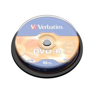 Verbatim DVD-R 16x Branded Silver Spindle of 10 Discs - 43523