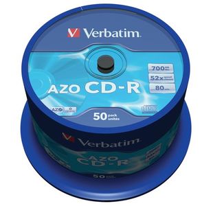 Verbatim CD-R AZO Crystal Spindle 700MB (Pack of 50) 43343