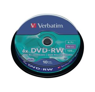 Verbatim DVD-RW 4x 4.7GB (Pack of 10) 43552