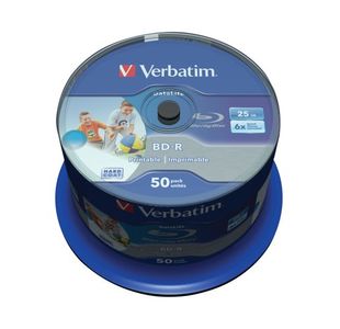 Verbatim BD-R Printable Spindle 6x 25GB (Pack of 50) 43812