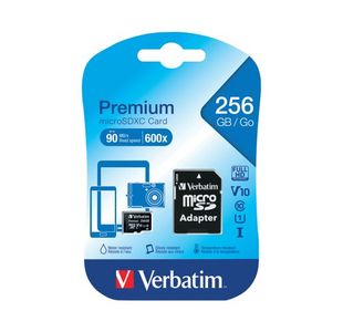 Verbatim Premium Micro SDXC Card with Adapter 256GB C10/U1 44087