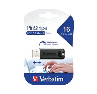 Verbatim Black Pinstripe 16GB USB 3.0 Flash Drive 49316