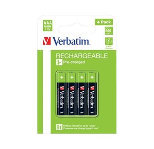 Verbatim AAA Rechargeable Batteries (Pack of 4) 49514