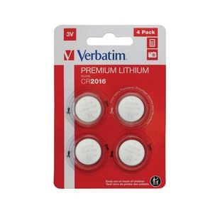 Verbatim CR2016 3V Premium Lithium Battery (Pack of 4) 49531