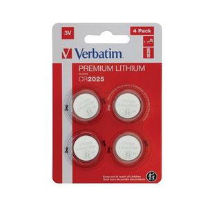 Verbatim CR2025 3V Premium Lithium Battery (Pack of 4) 49532