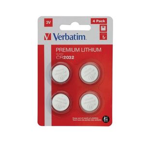 Verbatim CR2032 3V Premium Lithium Battery (Pack of 4) 49533