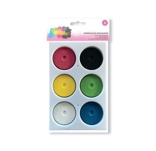 Artiste Watercolour Paint Blocks 6 Colours Assorted DOA 771005