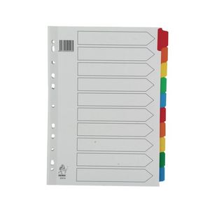 A4 Mylar Divider 10-Part White with Assorted Tabs WX01526