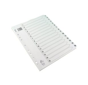 A4 White 1-15 Mylar Index Mylar Reinforced Tabs/Holes WX01530